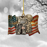 Riveprints Personalized Military Uniform Boots Hat Christmas Ornament, Army Christmas, Veteran Gifts, Military American Soldier Christmas Ornament Gift for Veterans, Custom Ornament Veteran (ON116)